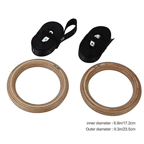 Pellor Gym Ringe Gymnastikringe Gym Holz mit Buckles Straps - 6
