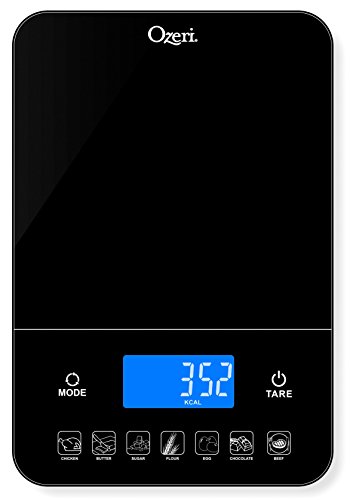 Digitale Küchenwaage Ozeri Touch III (10 kg) mit Kalorienzähler in schwarzem Hartglas - 2