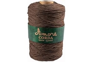 BORGO DE' PAZZI FIRENZE Corda 2mm Cotone (Terra), Filo per Macramè, Cordino per Borse a Uncinetto e Fai da te, Filato per Uncinetto e Ferri Made in Italy, BORGO DE’ PAZZI FIRENZE