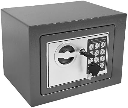 Seababyhouse High Security Electronic Deluxe Digital Steel Safe Cash Lock Box Wall Mounting Fireproof Waterproof with Keys Battery (Small, Gray)