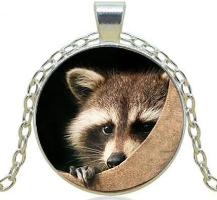 RACCOON PENDANT Wildlife Necklace Animal Lover Jewelry Charm Gift Raccoon Necklace Brown Cream Tan Black Gift for Animal Lover