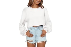 Saodimallsu Jersey para mujer, manga campana, cuello redondo, jersey de punto, informal, suelto, para otoño e invierno