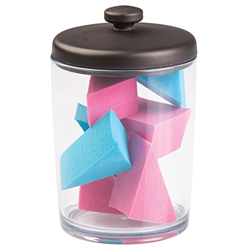 mDesign Wattedose - praktischer Behälter für Wattepads, Wattestäbchen und Wattebäusche - stilvoller Wattepadbehälter & Wattestäbchenbehälter - Material: beständiger Kunststoff