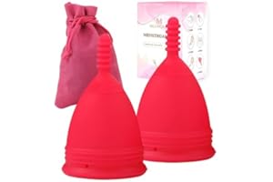 M MUNCASO 2Pcs Soft Menstrual Cups, Period Cup Super Soft and Flexible Reusable Period Cups for Women, Menstrual Cup Best Sensitive Cup with Size Small and Large (Rose Red, L)