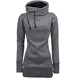 MORCHANFemme Automne Hiver Manteau Veste à Capuche Hoodie Shirt Casual Jumper Sport Hauts Tops Pullover Blouse Blouson Sport Sweat Sweatshirt (FR-44/CN-M,Gris-3)