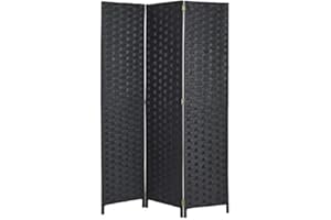 SALEEMEXPRESS Enyaa Room Divider Screen Privacy Panel - Folding Paravent 3 Panel Divider Screen - Partition Wall Panel Privacy Furniture - (BLACK)