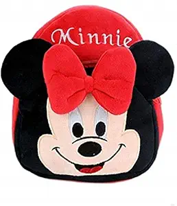 Pocket Whole Cute Kids Toddler Bag Plush Animal Cartoon Mini Travel Backpack for Baby Girl Boy 5-10 Years (Red-Black Minnie)