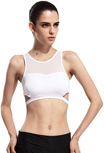 Wgwioo Sport Yoga Bra Running Jogging Fitness Exercise Pad Racer Top Aerobics Dance Women'S Vest Mesh(2 Pack) . White . L