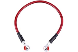 Keenso Motorcycle Brake Line 45cm, M10 Universal Motorcycle Brake Oil Hose Fuel Tube Line Fitting Stainless Steel Braided (45 cmRed) Auto and Motorcycle Parts