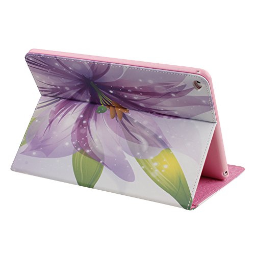 iPad Pro Hülle Case,iPad Pro 12.9 Inch iOS 9 2015 Release Ledertasche,Ukayfe Muster Schutzhülle Leder Tasche für iPad Pro,Malerei Blume Fee Mädchen Kristall Glitzer Diamant Muster Design Slim Fit Folio PU leder Flip Cover im Bookstyle Kunstleder Schutzhülle Cover Tasche mit Ständer für iPad Pro mit 1 x Schwarze Eingabestift (Lila Flower Pattern) - 3