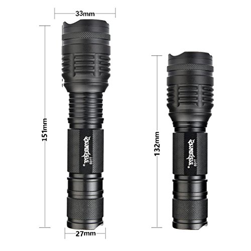 sunnymi LED Taschenlampe Lampe ✔ Taschenlampe Wiederaufladbarer Clip ✔ Nicht-thermische Strahlung ✔ Variabler Fokus Wasserdichte ✔ Für Den Haushalt Outdoor (B+ Batterie + Ladegerät, 23*130mm)