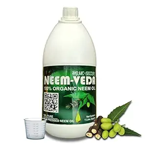 Home-Secure Neem Veda Pure Organic Cold Pressed Neem Oil for Plants Insects Spray 1000 ml, Water Soluble Neem Oil, for Gardening, Plant Insects, Insect Control, Plant Pest Control (With Free ML Measurement Cup)