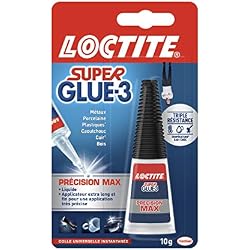 Loctite Super Glue-3 Précision Max, colle forte pour réparations précises, colle liquide tous matériaux, colle transparente à séchage rapide, flacon 10 g