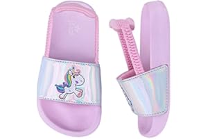 DREAM QUANZHOU Girls Flip Flops Boys Summer Slippers Kids Glitter Sliders Beach Bathroom Pool Cute Sandals Toddlers Home Shower Shoes Lightweight Non-slip Little Girls Sequins Slides for Indoor Outdoor