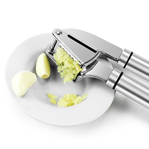 Lavievert Knoblauchpresse für ungeschälte Knoblauchzehen,aus Edelstahl(beschenkt mit Reinigungsbürstchen)( 1er Packung) - 5