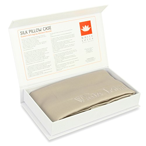 White Lotus Anti Aging -Anti-Aging Seide Kissen Fall – Einfarbig, Perlgrau – Ein Muss Für Den Schönheitsschlaf – Beugt Falten Und Haartransplantationen Vor – 100 % Seide – Oxford Stil-19 Momme- Hält 1 Jahr - 3