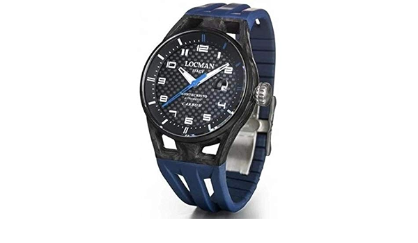 Locman Montecristo Automatic Carbon / orologio uomo / quadrante carbonio /  cassa carbonio e titanio / cinturino silicone blu / ed. limitata :  Amazon.it: Orologi