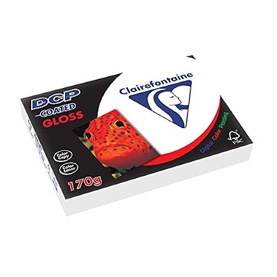 CLAIREFONTAINE Ramette 250 Feuilles Papier DCP 170g A4 210x297 mm Certifié FSC Couché Brillant Blanc