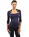 PattyBoutik Mama Button Embellished Ruched Maternity Top (Navy Blue 12)