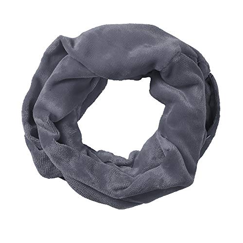 SEWORLD Women Solid Winter Convertible Infinity Scarf Pocket Loop Zipper Pocket Scarves