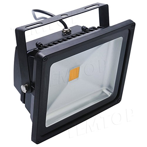 AuraLum® 5 Stück Warmweiß 50W LED Fluter Flutlicht Strahler IP65 Wasserdicht Außenstrahler Baustrahler Spot [Schwarz, 2800-3200K, AC85-265V] - 4