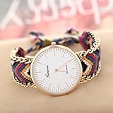 Fenkoo Frauen goldenen Fallkette Stoffband-Quarz-analoge Armbanduhr