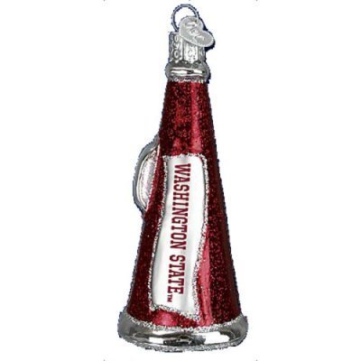 Washington State Cougars Glass Christmas Ornament - Megaphone by Merck Family's Old World Products