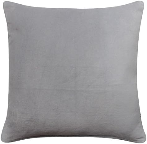 Aubina Luxury Velvet Cushion Cover, 100% Cotton Velvet, Modern Super Soft Covers, Pillow Cases, 18" x 18", 45cm x 45cm, Silver, Grey
