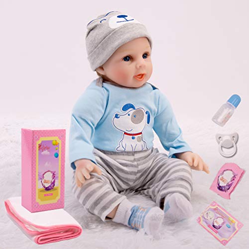 Muñecas Bebé Reborn, Realista Muñeca silicona suave 55cm con una sonrisa encantadora, Bebés Reborn realistas Child Playmate, regalo de 10 piezas para la, certificación EN71, de 3 años o más.