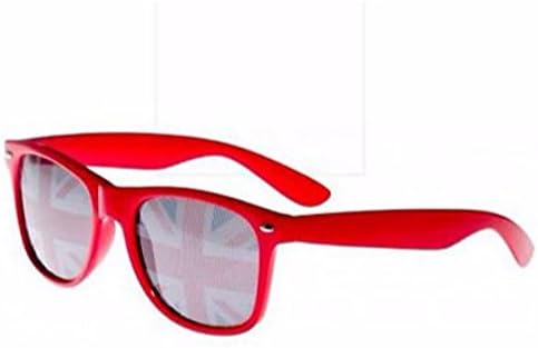 High Quality Unisex Trendy Vintage Wayfarer UK Flag Lens Sunglasses Retro Outdoor Sunglasses/Shades Available in Black, green, Pink, Purple, Red &amp; White Frames (Red)