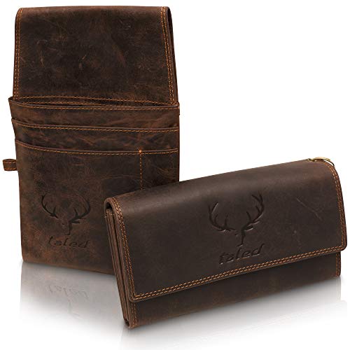 TALED Kellnerbörse - PREMIUM Kellner Set - Geldbörse mit Holster - Portemonnaie echtes Büffelleder- 24 Monate Garantie