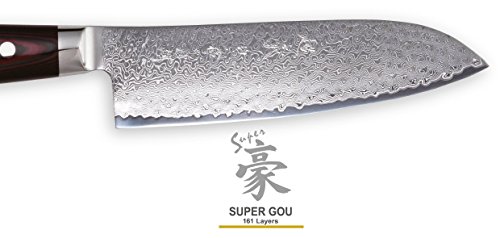 Damastmesser Yaxell SUPER GOU 161 – Kochmesser 20cm Klinge – Schnittkern aus Pulverstahl 63HRC + Schneidbrett - 6