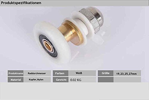 LESOLEIL 6 Stück Raddurchmesser Duschtür Rolle Laufrad 25mm - 3