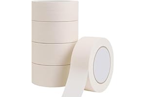 Apex Business Supplies 5 Rolls Masking Tape 50mm Wide 50m Long | Masking Tape For Painting, Painters Tape for Sharp Paint Lines, Multi Surface Decorators Tapes, Painters Masking Tapes 50mm Wide