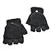 Produktbild Tinksky Halbe Fingerhandschuhe Winter Fingerlose Handschuhe warm weiche Fäustlinge Weihnachtsgeschenke für Jungen Mädchen (Schwarz)