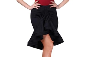 YAOTT Donna Gonna da Ballo Salsa Tango Gonne Aderente Irregolare con Coulisse Costume da Flamenco di Danza Latina Abbigliamento da Ballo Gonna Swing con Volant