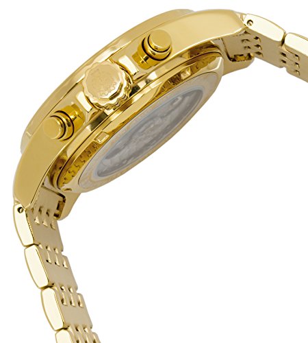 Burgmeister Royal Diamond Bm127-279 Gents Automatic Analogue Wristwatch Visible Balance-Wheel Gold Dial Diamonds Day Date Month Sapphire Glass