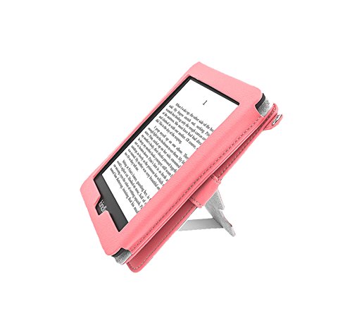 igadgitz PU Bi-View Leder Etui Hülle mit Sleep/Wake Funktion/Integrierte Handschlaufe für Amazon Kindle Paperwhite 2015/2014/2013/2012 rosa