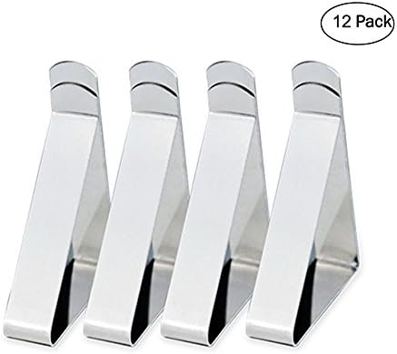 Smallones 12pcs/set Stainless Steel Tablecloth Clips for Tables Metal Table Cloth Clips Outdoor Party Table Cover Clips Silver