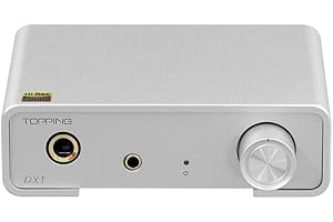 FANMUSIC Topping DX1 unterstützt bis zu DSD256 und PCM384 THD+N <0,0002% XMOS XU208 AK4493S 2 Verstärkungseinstellungen Hi-Res Audio DAC und Kopfhörerverstärker (Silber)