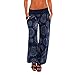 Produktbild UFACE Frauen Lose Drucken Hosen Enge Beine Voller Länge Hosen Hose Breite Leggings Sport Yoga Hosen (3XL, Marine)