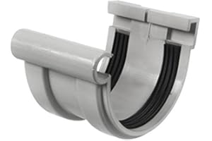 First Plast - Gouttière PVC 16 demi-ronde - Jonction longue à joint montés PVC 16 demi-ronde - Gris - First Plast