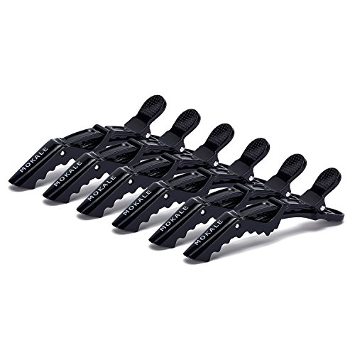 Mokale 6pcs Salon Croc Hair Styling Clips-Sectioning Plastic Alligator Hair Clip For Thick Hair-Non-Slip DIY Accessories Hairgrip for Women and Girls (Black)
