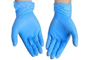 Fusion Vibes Blue Vinyl Disposable Gloves Large 100 Pack - Latex Free, Powder Free Medical Exam Gloves - Surgical, Home, Cleaning, and Food Gloves - Ambidextrous (L Pack of 100)