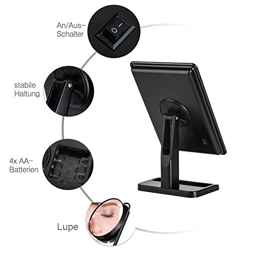 Witmoving Schminkspiegel Mit Einer Sehr Hochwertigen Touch Button,Es Sind 20 LED -Leuchten Verbaut Zusätzlich Mit Einem Verstellbarem Stand Fuß Für Verschieden Oberflächen Und Räume Wie Badezimmer, Schlafzimmer, Wohnzimmer, Ideal Auch Für Reisen Oder Bartrasuren - 6
