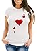 Produktbild MoonWorks® Damen T-Shirt Kartenspiel Kostüm Spielkarten Gruppenkostüm Karten Fasching Karneval Faschingsshirt Herz Ass weiß XS
