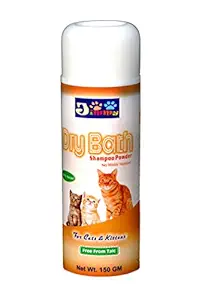 JiMMy Pet Products Dry Bath Cat Shampoo Powder for Cats and Kittens No Water Needed 150 GM Pack