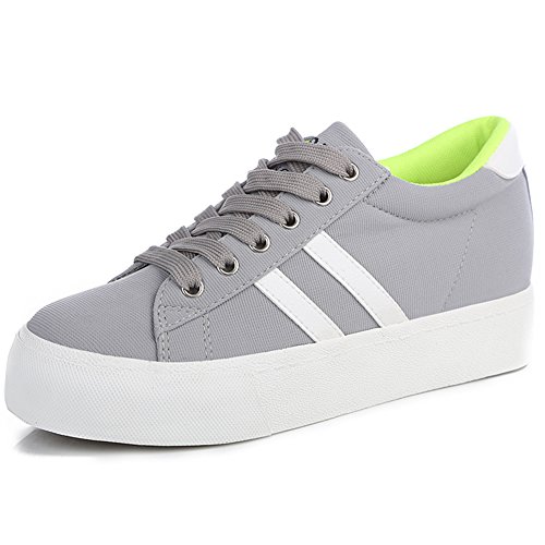 Renben Donne Comodo Piattaforma Grigio Tela Moda Scarpe da Ginnastica 8226 EU38