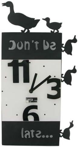 LARGE DUCK &amp; DUCKLINGS WALL CLOCK BLACK METAL BRAND NEW AND BOXED 38cms
