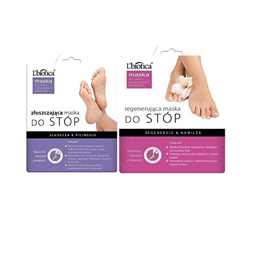 L'biotica Foot Mask - Exfoliating (40ml x 1) and Regenerating (32ml x 1)